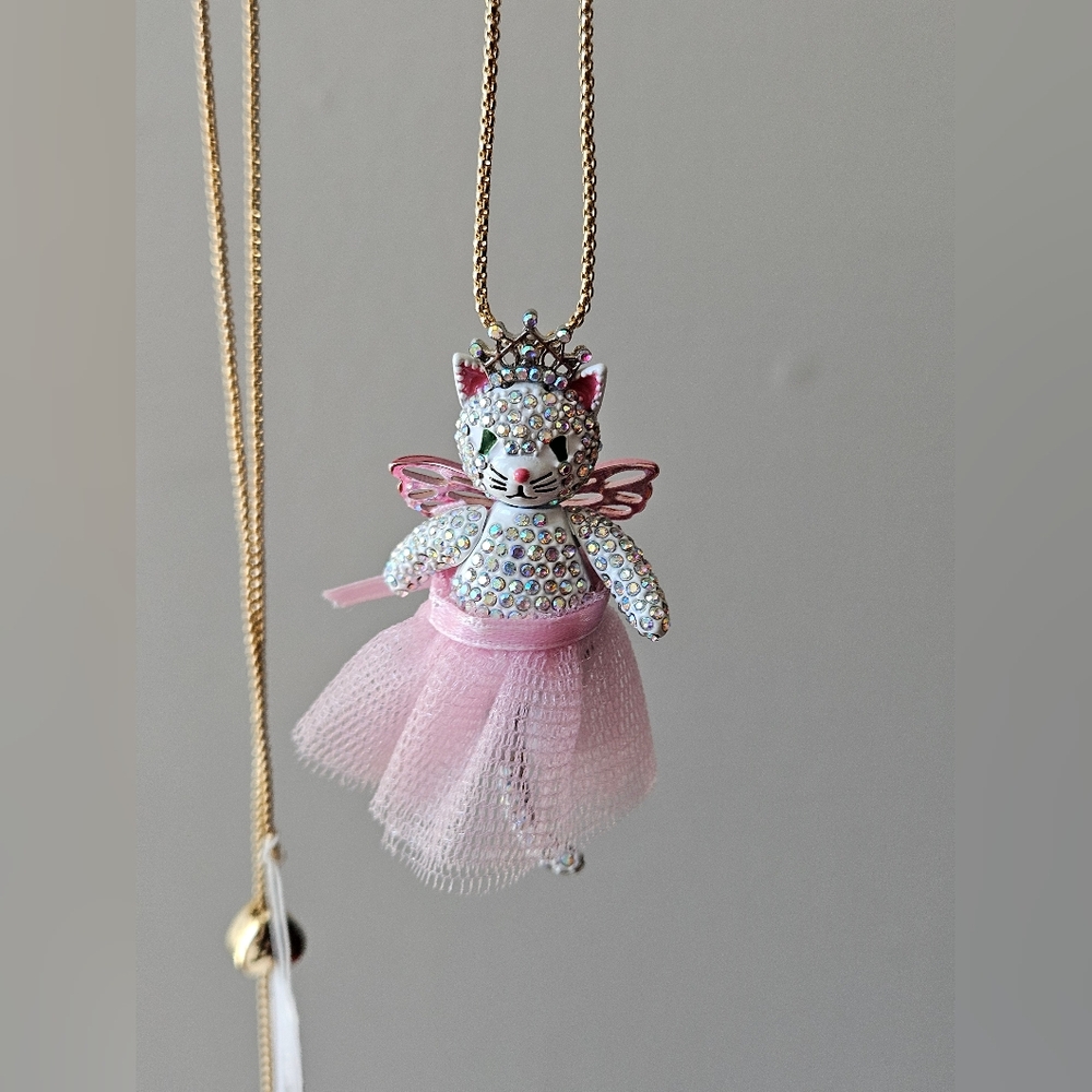 Betsey Johnson Cat Fairy Pendant Slider Necklace - Picture 8 of 16
